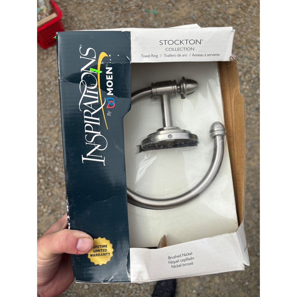 Moen Inspirations Stockton Towel Ring Brushed Nickel Bathroom Hardware New